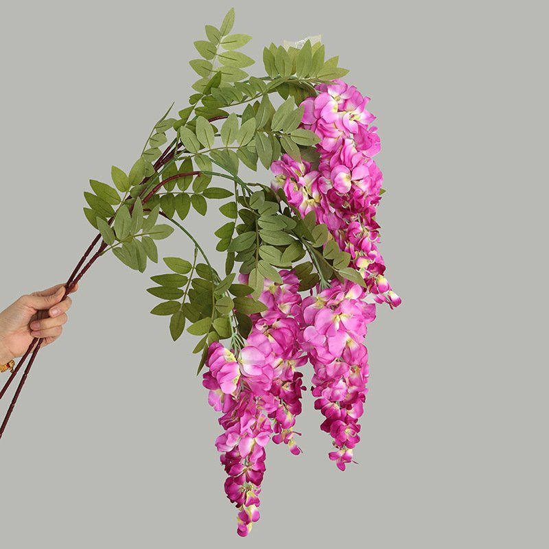 AR-517 Ceiling Wall 3 Branches Artificial 108CM Wisteria Flower Saffron Vine For Decoration Vine