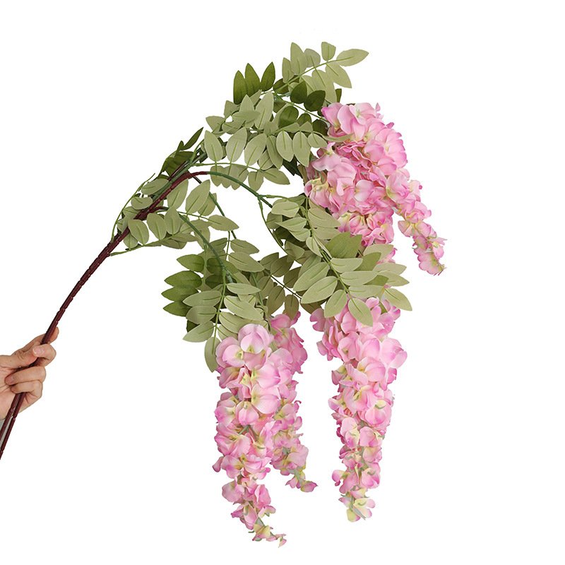 AR-517 Ceiling Wall 3 Branches Artificial 108CM Wisteria Flower Saffron Vine For Decoration Vine