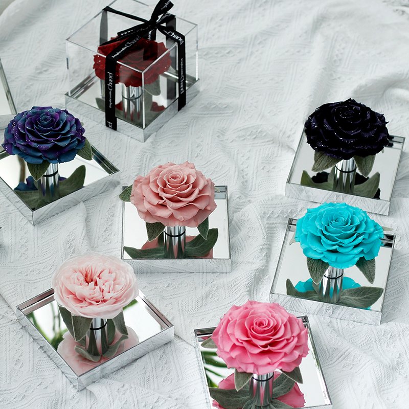 New design A super large handmade Preserved flower Acrylic Box Creative Valentine's Day Gift Eternal Rose