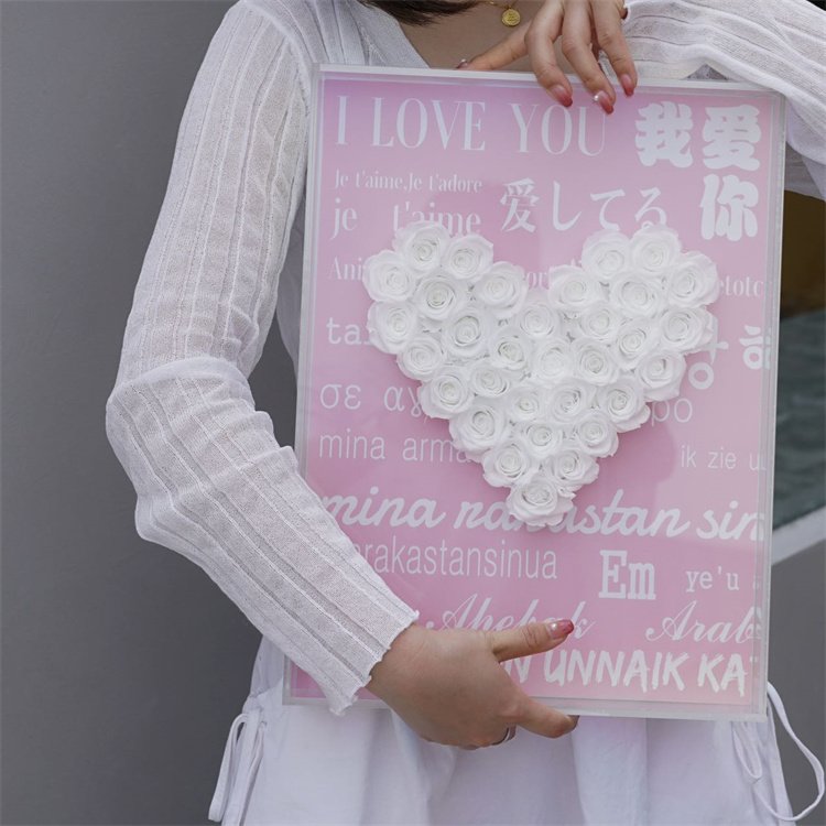 High Quality Stock 5 Colors Preserved Rose Eternal Flower Photo Frame