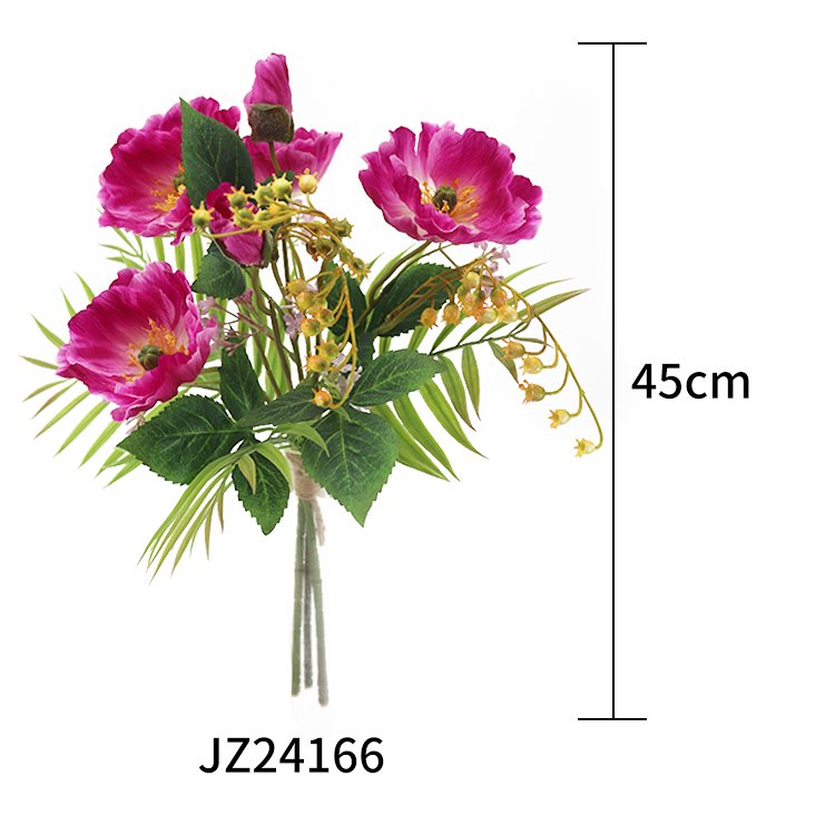 Wholesale 45cm Artificial Poppy Lily Valley Wreaths 3-Poppy Decorative Flowers & Plants Preserved Flowers & Plants Other Wreaths