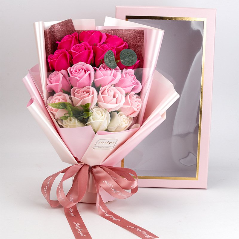 2024 guaranteed Quality Unique Rose Soap Bouquet Flower Gift Box Soap Flower Bouquet