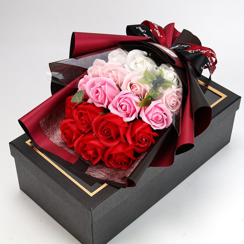 2024 guaranteed Quality Unique Rose Soap Bouquet Flower Gift Box Soap Flower Bouquet