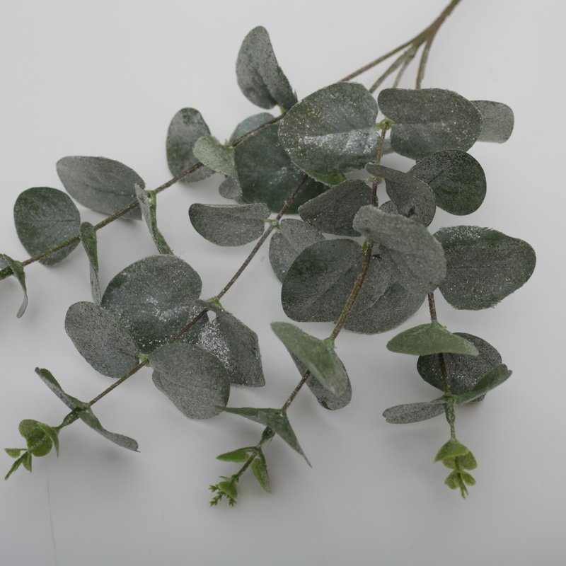 Wholesale Grey Green Silk Plastic Artificial Eucalyptus Leaves Branches Flower Arrangement for Home Office Wedding Banquet Decor