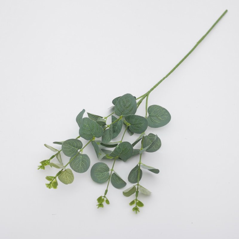 Wholesale Grey Green Silk Plastic Artificial Eucalyptus Leaves Branches Flower Arrangement for Home Office Wedding Banquet Decor