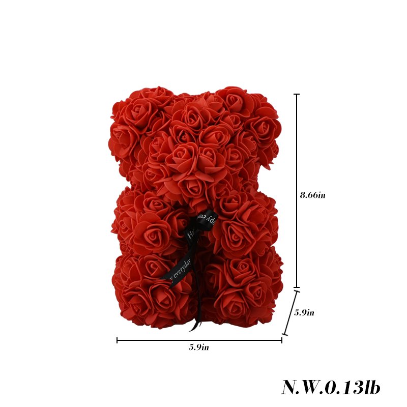DIY 25 cm Teddy Rose Bear With Box Artificial PE Flower Bear Valentine's Day For Girlfriend Party Supplies Mother's Day Gif