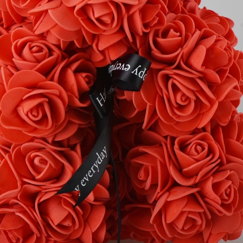 DIY 25 cm Teddy Rose Bear With Box Artificial PE Flower Bear Valentine's Day For Girlfriend Party Supplies Mother's Day Gif
