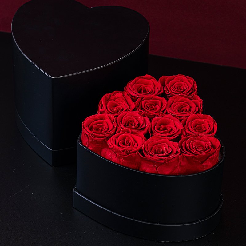 Hot Sale Red Roses Preserved in Heart Shape love heart bucket Flower Box to Express Love and Gratitude