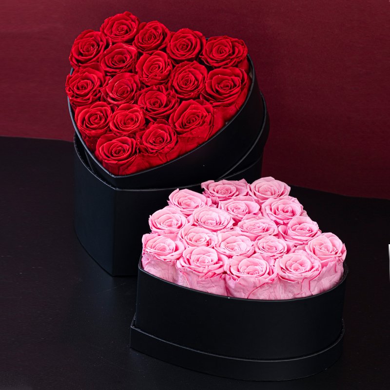 Hot Sale Red Roses Preserved in Heart Shape love heart bucket Flower Box to Express Love and Gratitude
