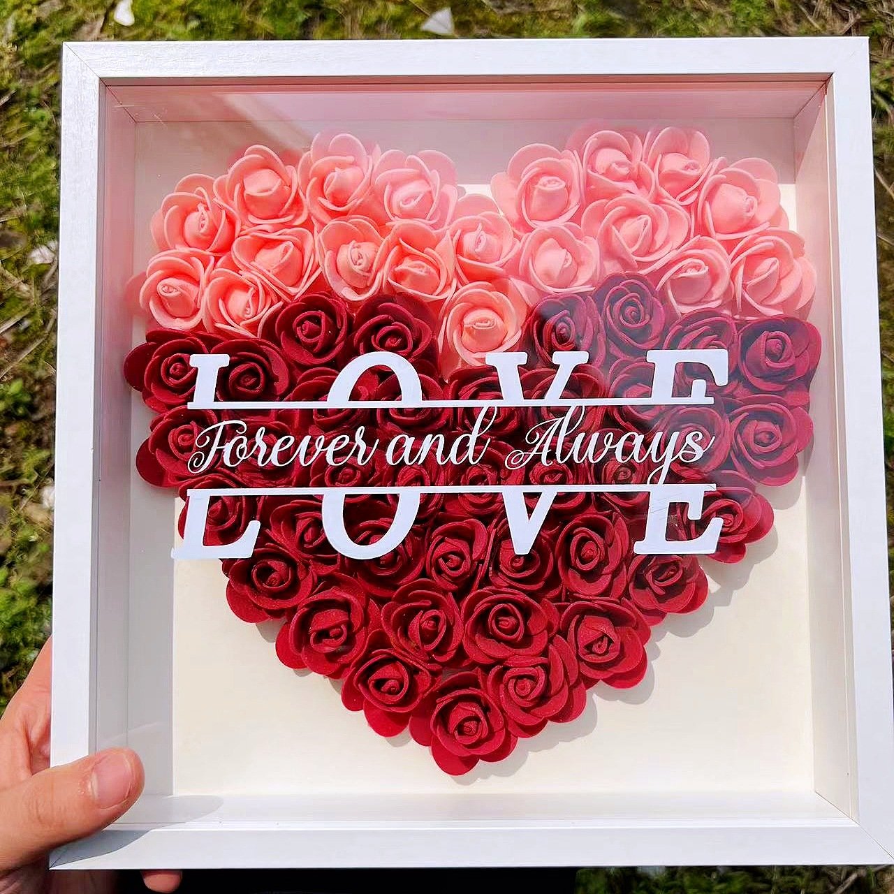 2024 New Model Preserved Roses Decorative Frame Heart Shape Roses