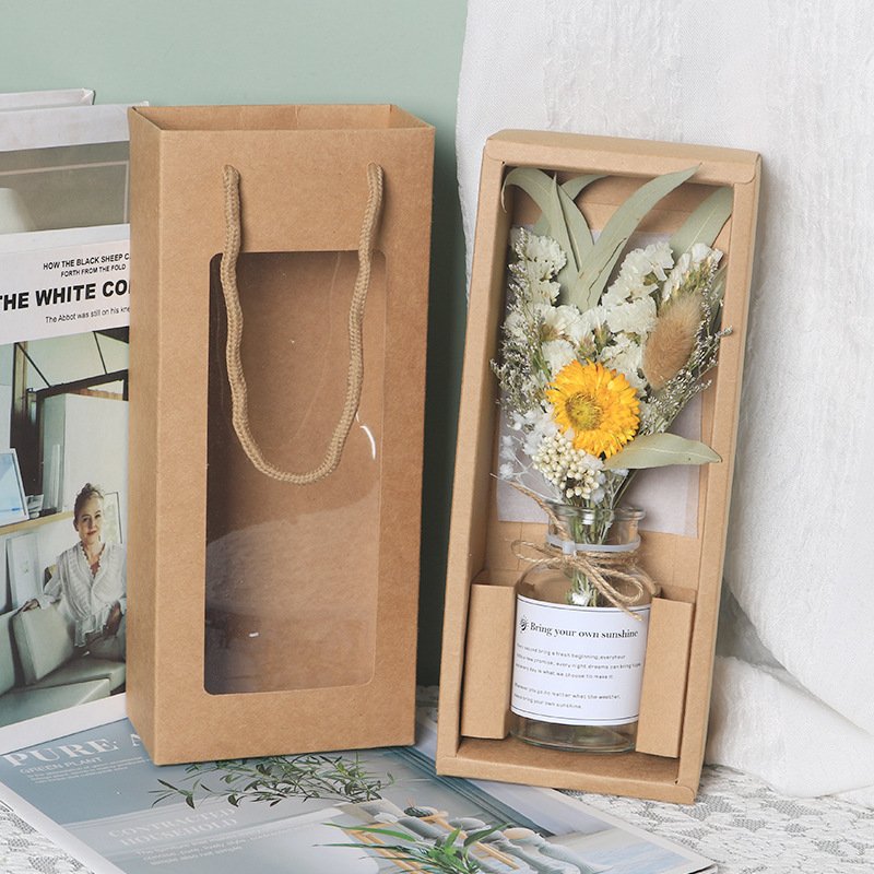 Festival Gift Decorative Dried Flowers Gift Box Glass Bottle Preserved Flowers Dried Flower Bouquet
