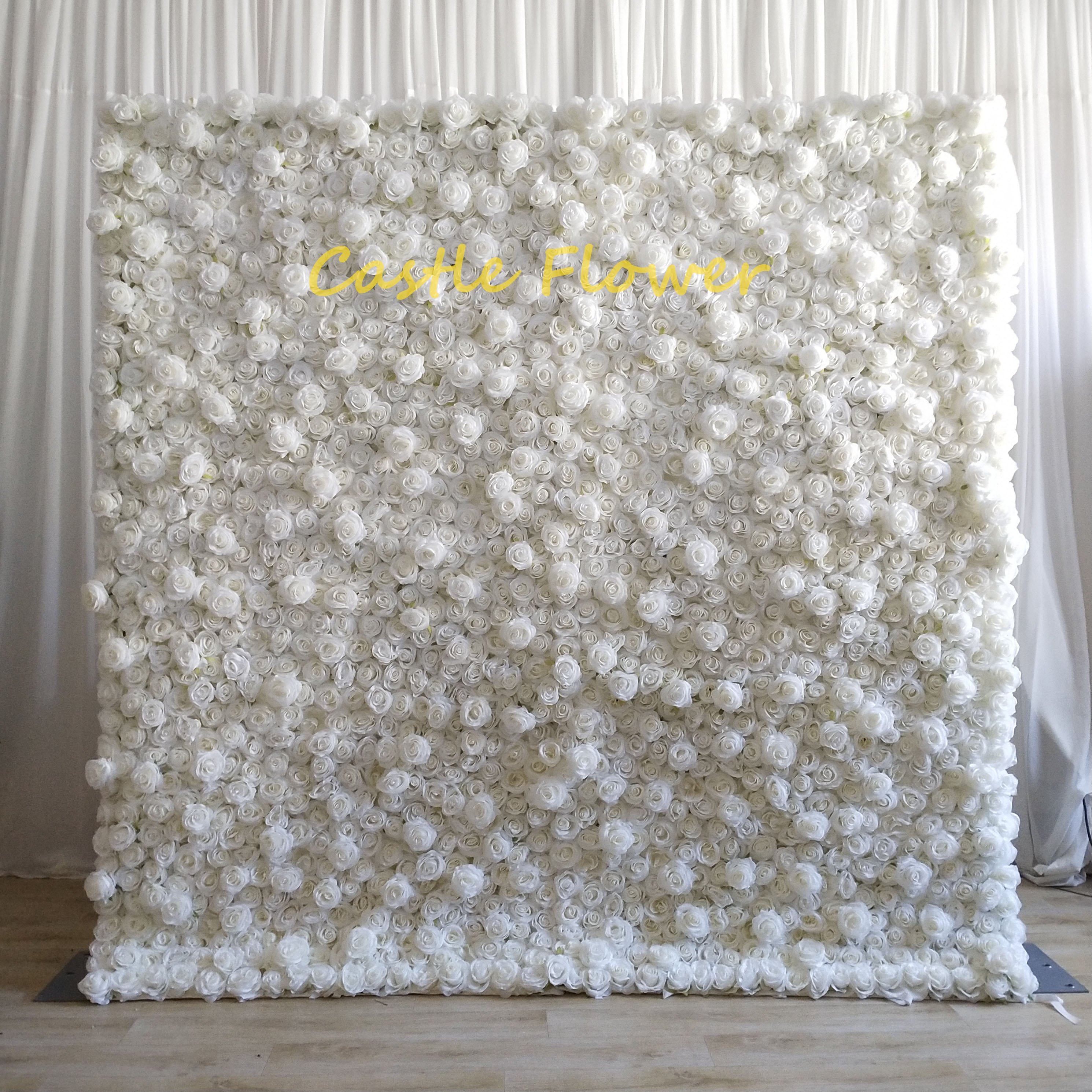 FW501 Wholesale 3D/5D Silk Flower Wall Panel Design Artificial Flower Backdrop White Pink Roses For wedding Decor