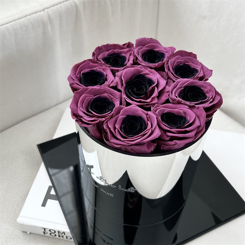 Wholesale Valentine Day Dark Pink Roses Gift Box Real Natural Immortal Forever Eternal Preserved Fresh Flower for Girls