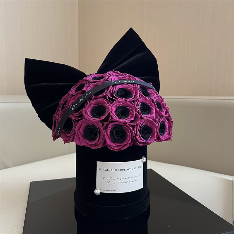 Wholesale Valentine Day Dark Pink Roses Gift Box Real Natural Immortal Forever Eternal Preserved Fresh Flower for Girls