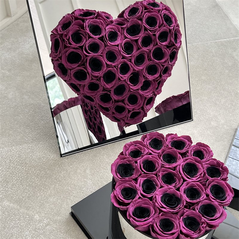 Wholesale Valentine Day Dark Pink Roses Gift Box Real Natural Immortal Forever Eternal Preserved Fresh Flower for Girls