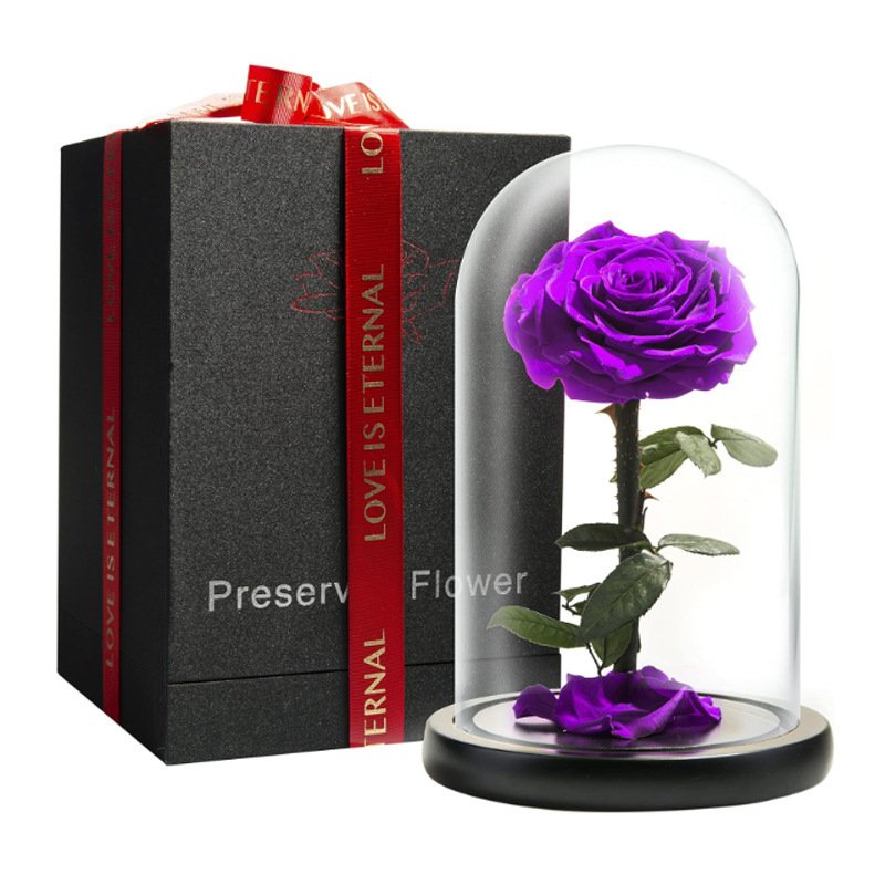 Premium Anniversary Mothers Day Gifts 2024 Floral Forever Real Eternal Rose Box Preserved Flowers in Glass Dome