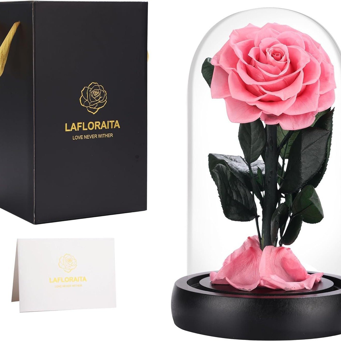 Premium Anniversary Mothers Day Gifts 2024 Floral Forever Real Eternal Rose Box Preserved Flowers in Glass Dome