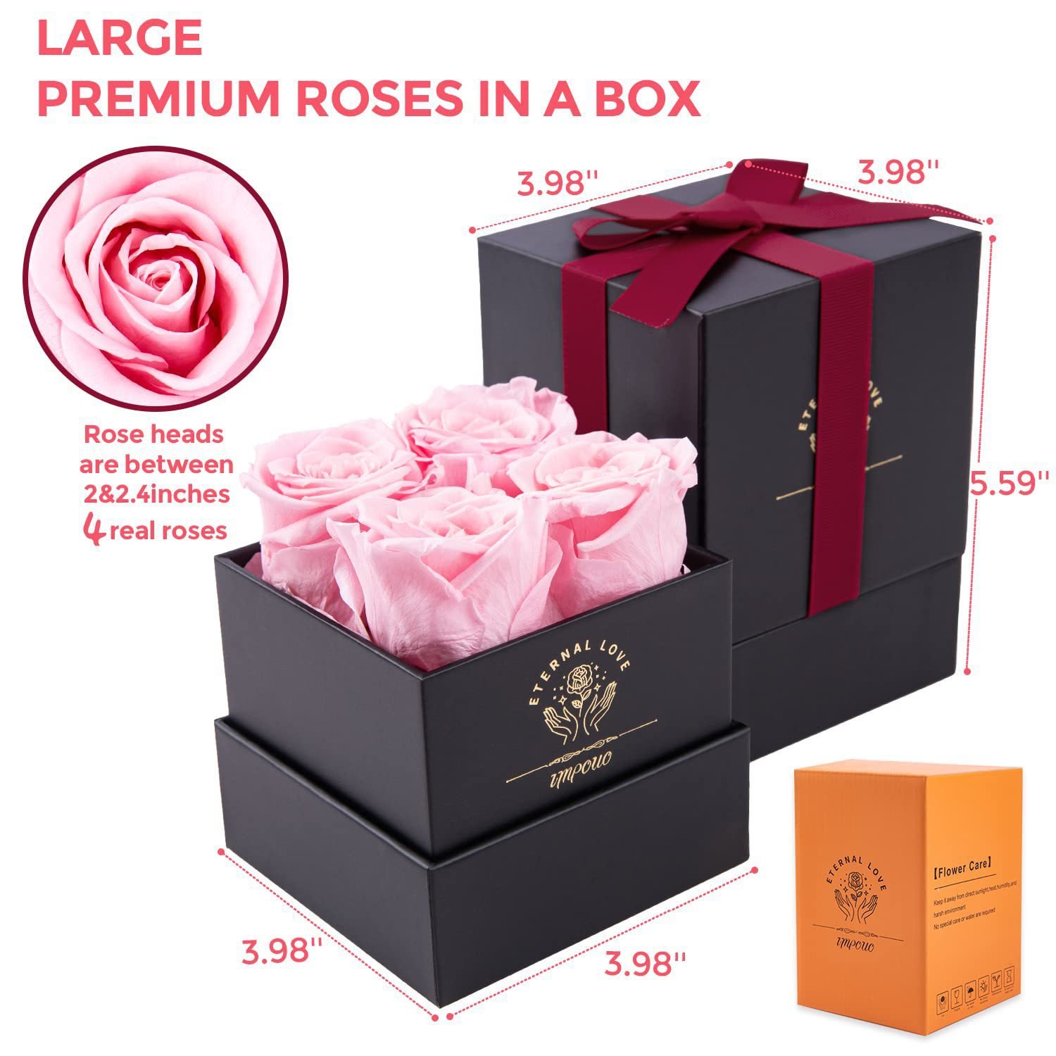 Premium Anniversary Mothers Day Gifts 2024 Floral Forever Real Eternal Rose Box Preserved Flowers in Glass Dome