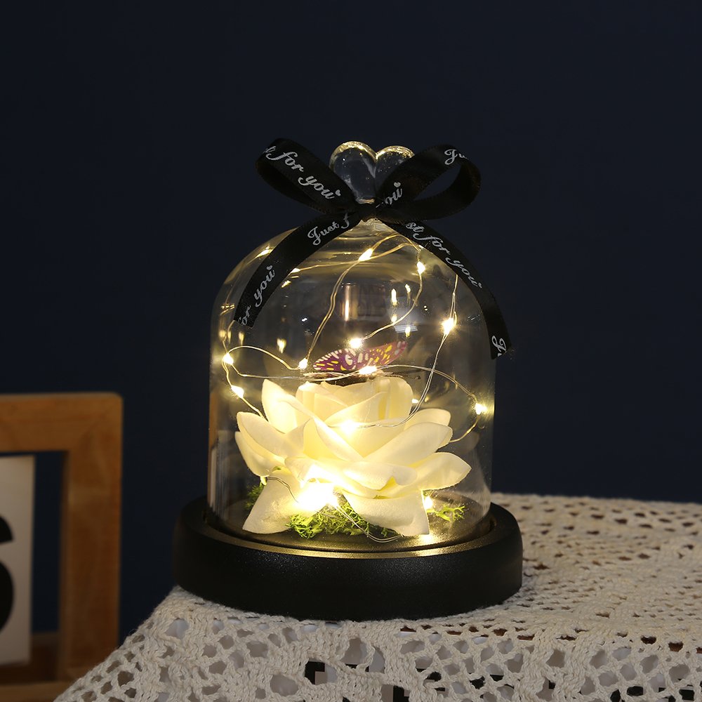 Mother's Day Gifts Natural Eternal Flowers Forever Preserved Rose In Glass Dome Led Rose Flowers Gift for Mothers Day
