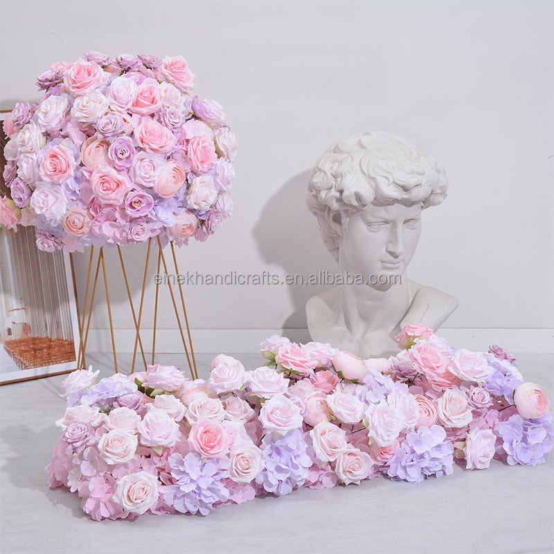 New Pink Purple Artificial Silk Rose Flower Ball for Wedding Events Decoration
