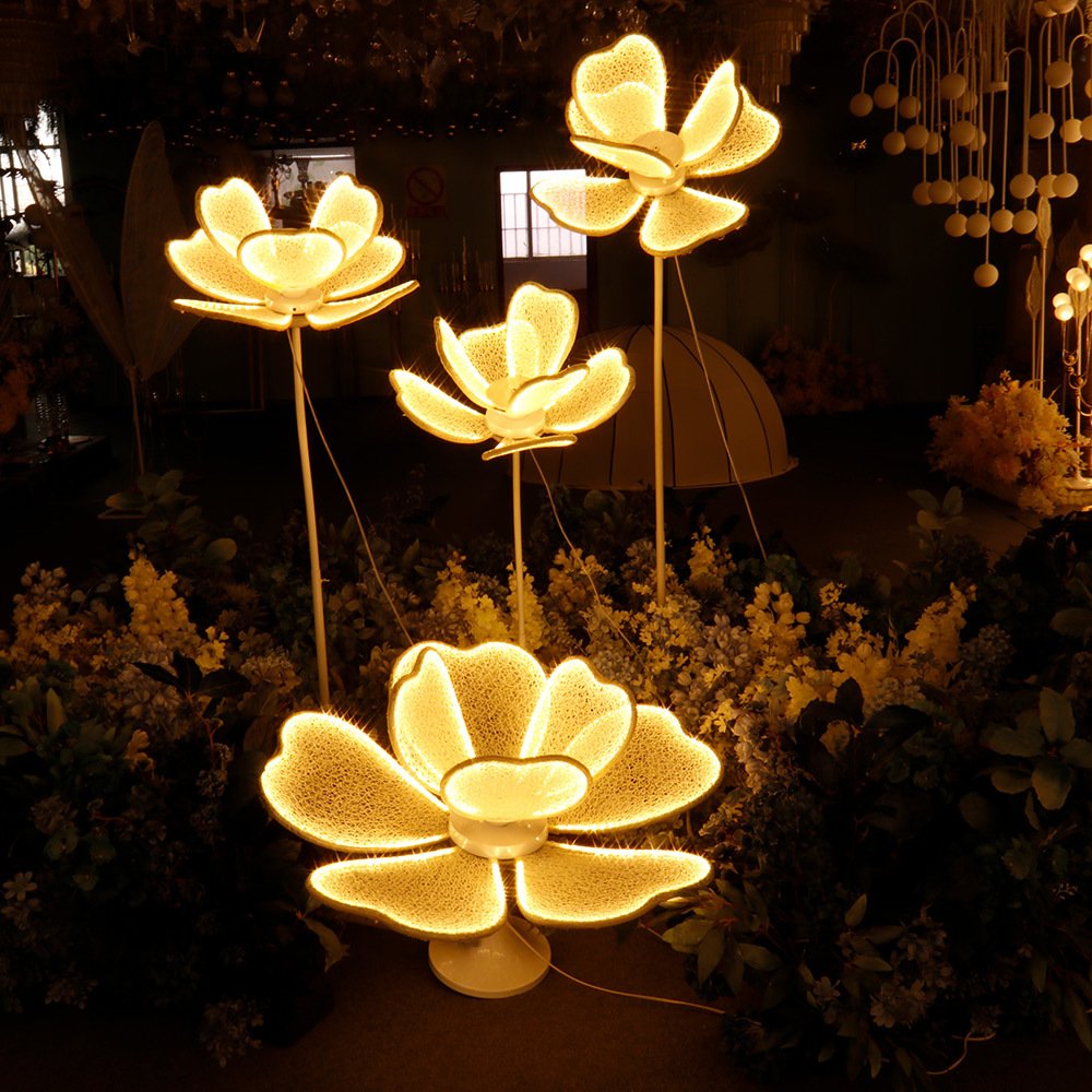 Wedding Events Decoration Giant LED Flower Road Lead Outdoor Indoor Aisle Weddings Stage Decor Road Lead Lights
