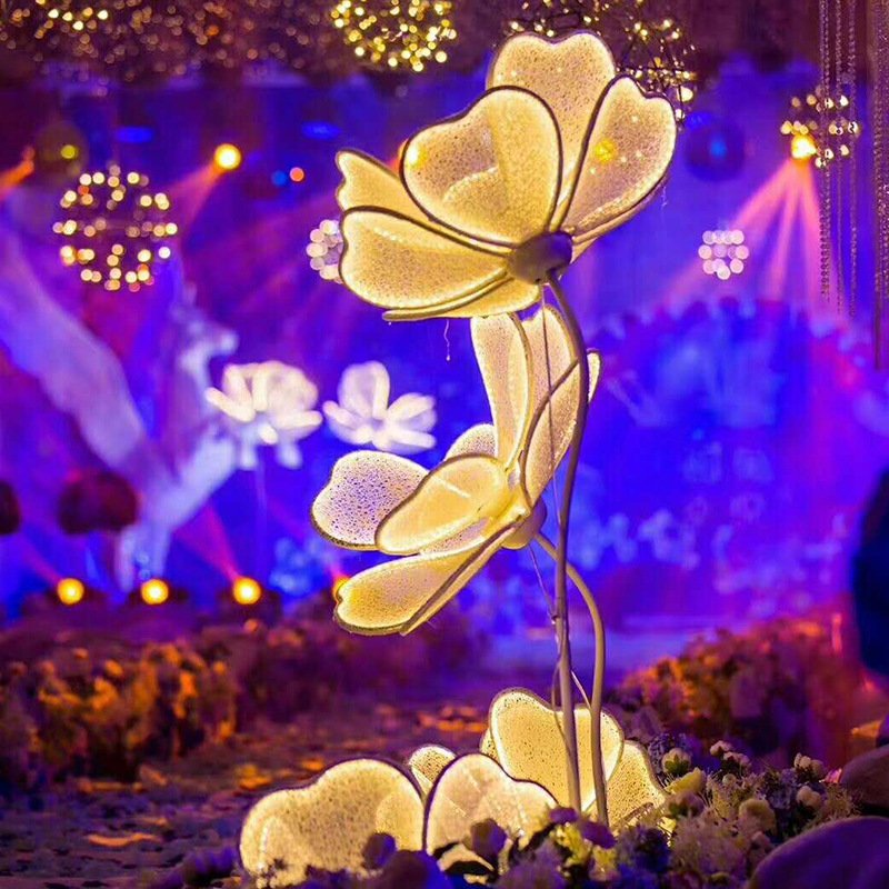 Wedding Events Decoration Giant LED Flower Road Lead Outdoor Indoor Aisle Weddings Stage Decor Road Lead Lights