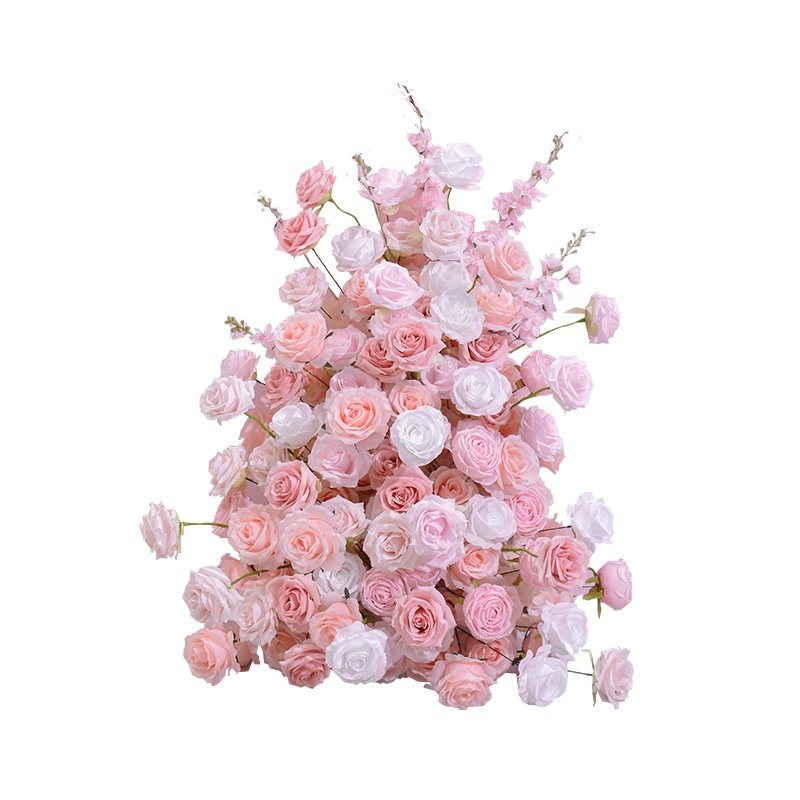 New Arrival Large Hanging Acrylic Background Decoration Pink Flower Arrangement Wedding Scenes Table Settings Artificial Rose PE