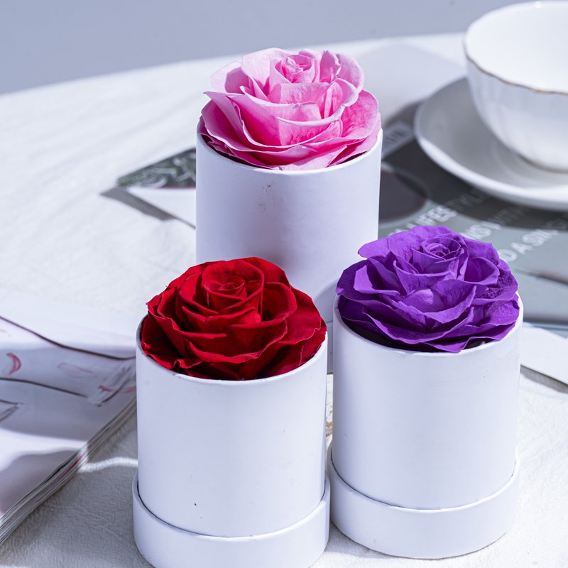 Eternal Flower Mini round Hug Bucket for Christmas and Valentine's Day Gifts-Wholesale Rose Design Bucket Gift Box