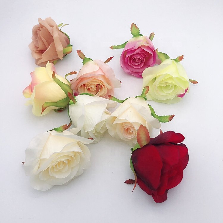 GIGA Factory Bulk White Artificial Silk Rose Flower Heads High Quality Preserved 7-8cm Beautiful Wall Party DIY Decorations