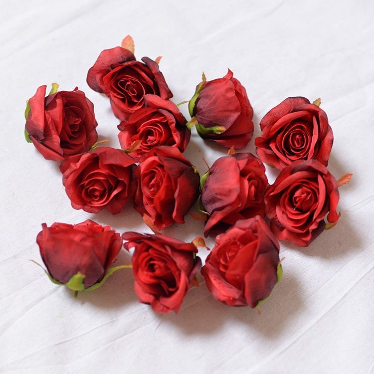 GIGA Factory Bulk White Artificial Silk Rose Flower Heads High Quality Preserved 7-8cm Beautiful Wall Party DIY Decorations