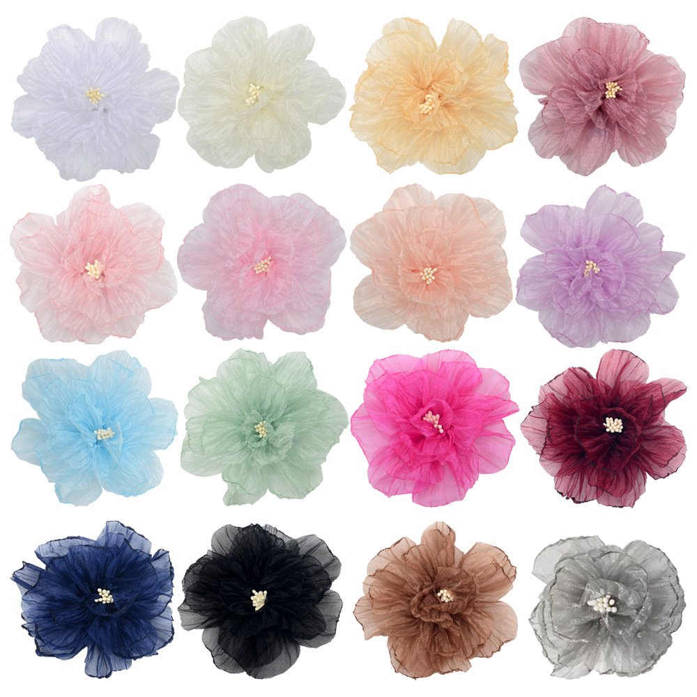 3D Organza Delicate Fabric Flowers Rose bud Handmade Flowers For decoration wedding Flores Artificiales al por mayor