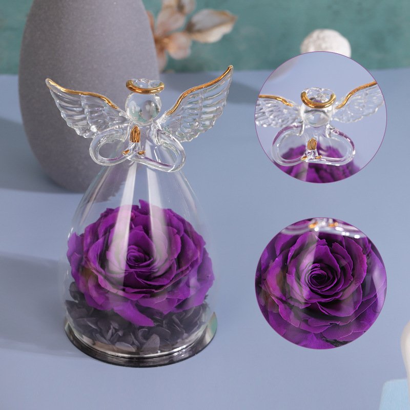 Flowers for Delivery Prime Preserved Roses Flowers in Glass Dome Long-Lasting Real Yellow Forever Roses For Valentines Day Gift