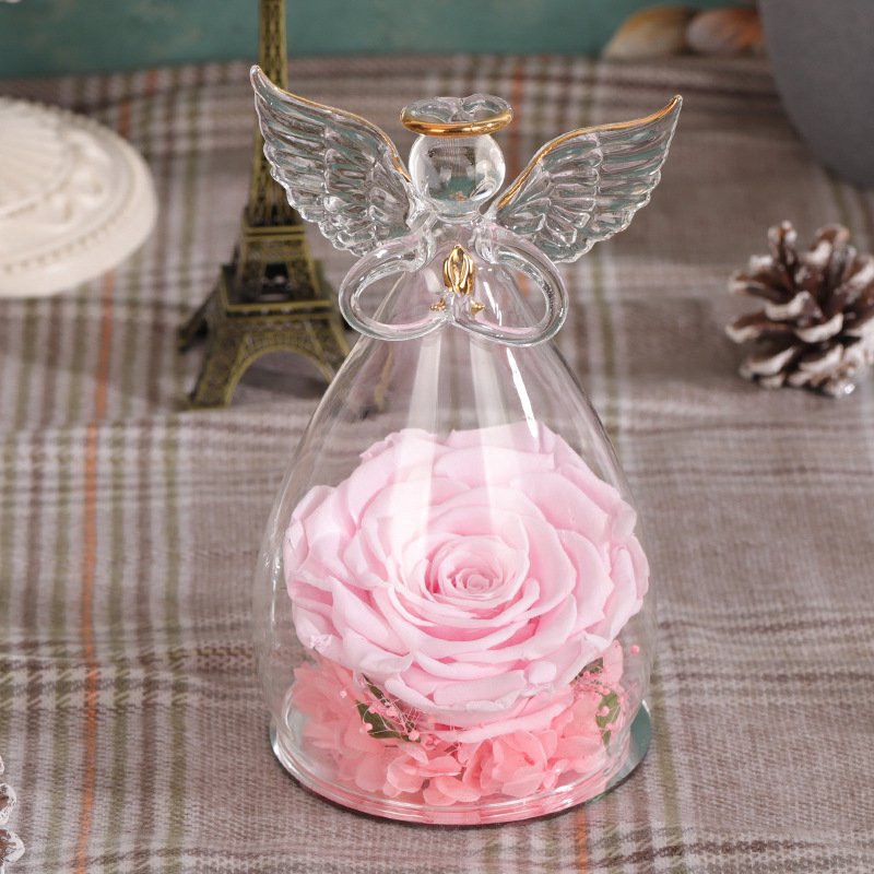 Flowers for Delivery Prime Preserved Roses Flowers in Glass Dome Long-Lasting Real Yellow Forever Roses For Valentines Day Gift