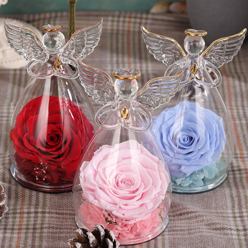 Flowers for Delivery Prime Preserved Roses Flowers in Glass Dome Long-Lasting Real Yellow Forever Roses For Valentines Day Gift
