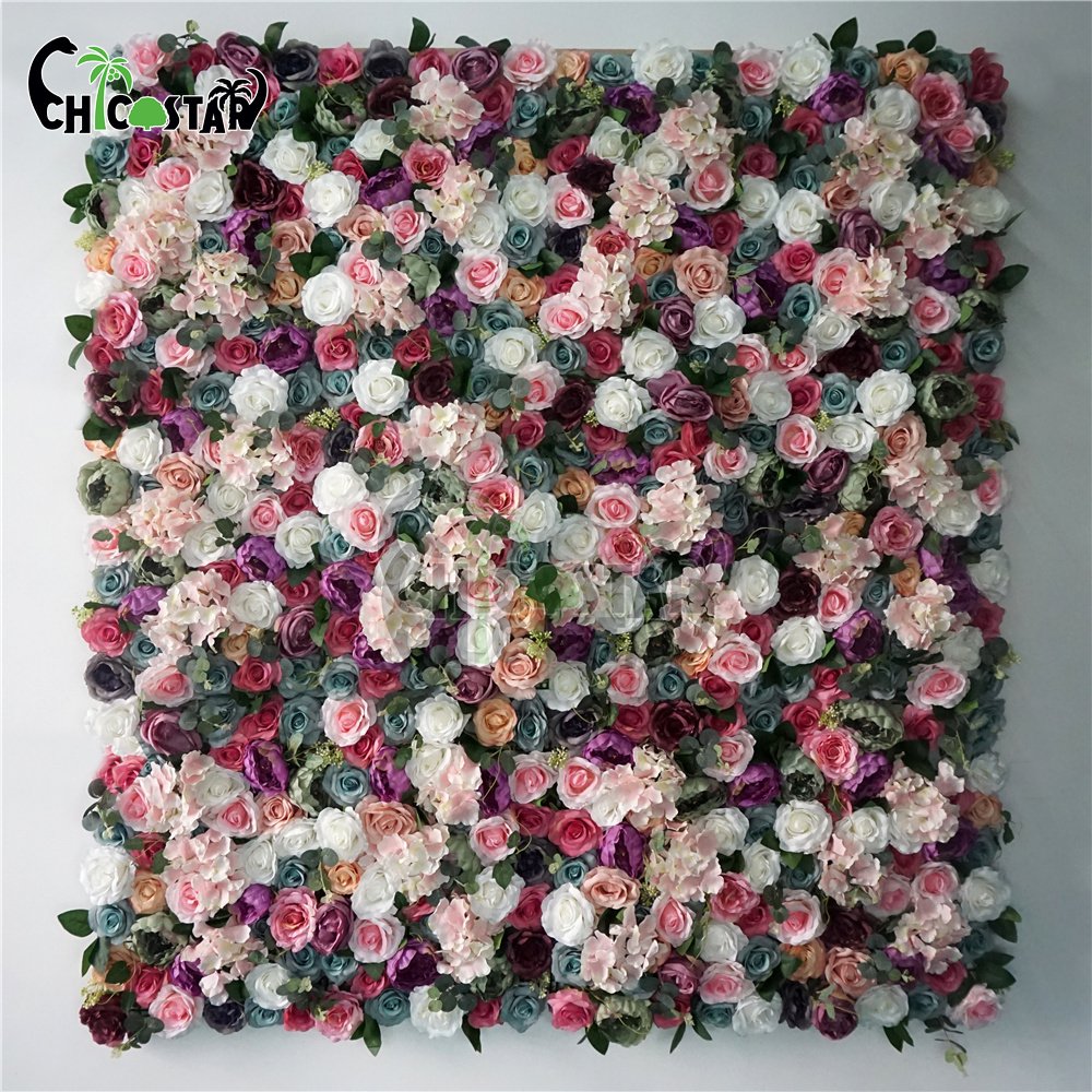wholesale Wedding scene decoration silk artificial rose flower wall panel