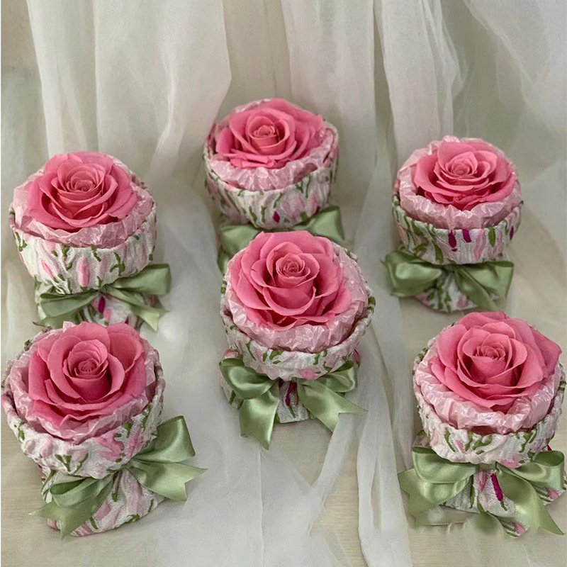 Wholesale Preserved Flower Customized Color stabilized Eternal Immortal Preserved roses Mini Bouquet in Box For Mothers Day Gift