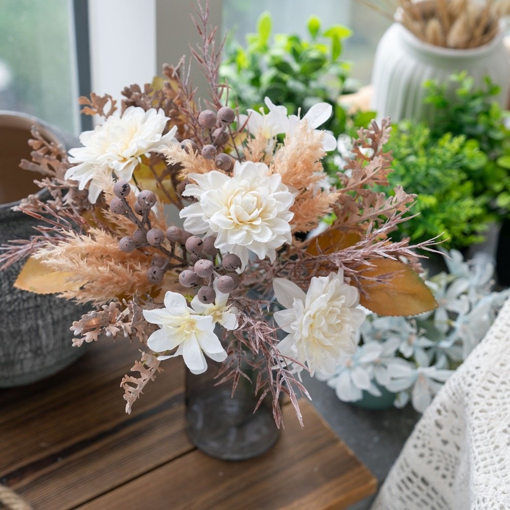 Nian Jun Si Yoyo Dahli Wall Hanging Handpiece Artificial Preserved Flower Decoration Cross-Border CF02024 for Home Decor