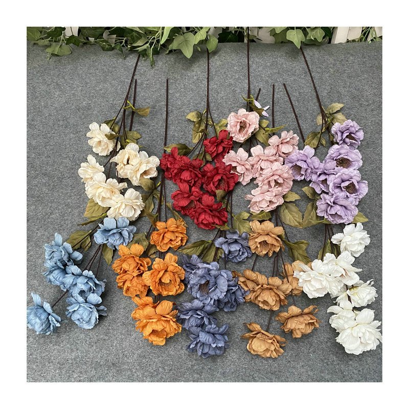 Y-H148 Cheap Artificial Peonies Flowers 6 Heads Silk Peony Artificial Flower Bouquet For Wedding Room Decoration