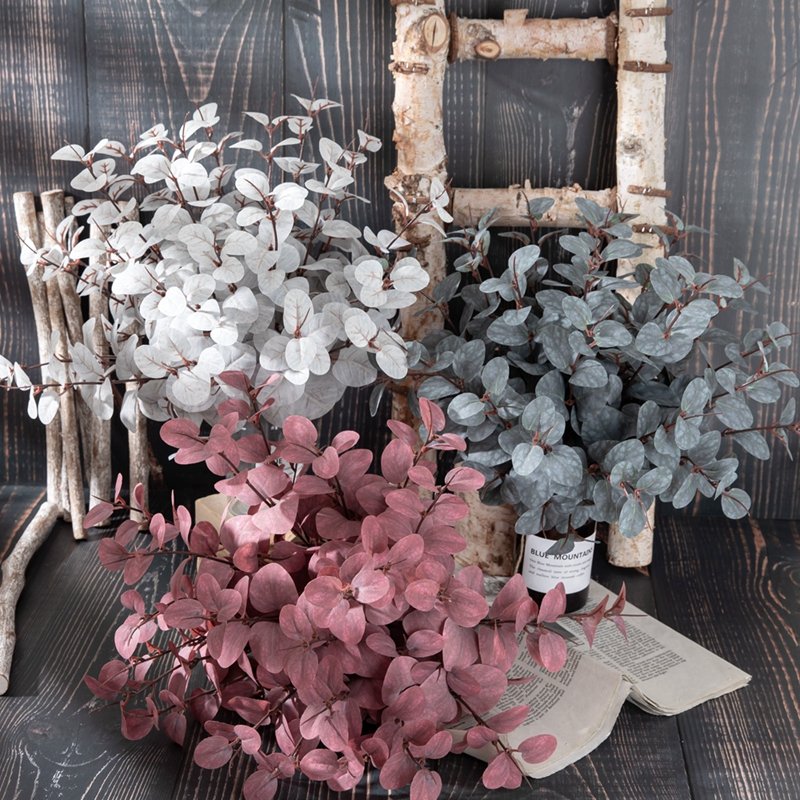 MW22102 Artificial Flower Multi-Color Apple Leaf Eucalyptus Sprigs for Wedding Home Hotel Party Garden