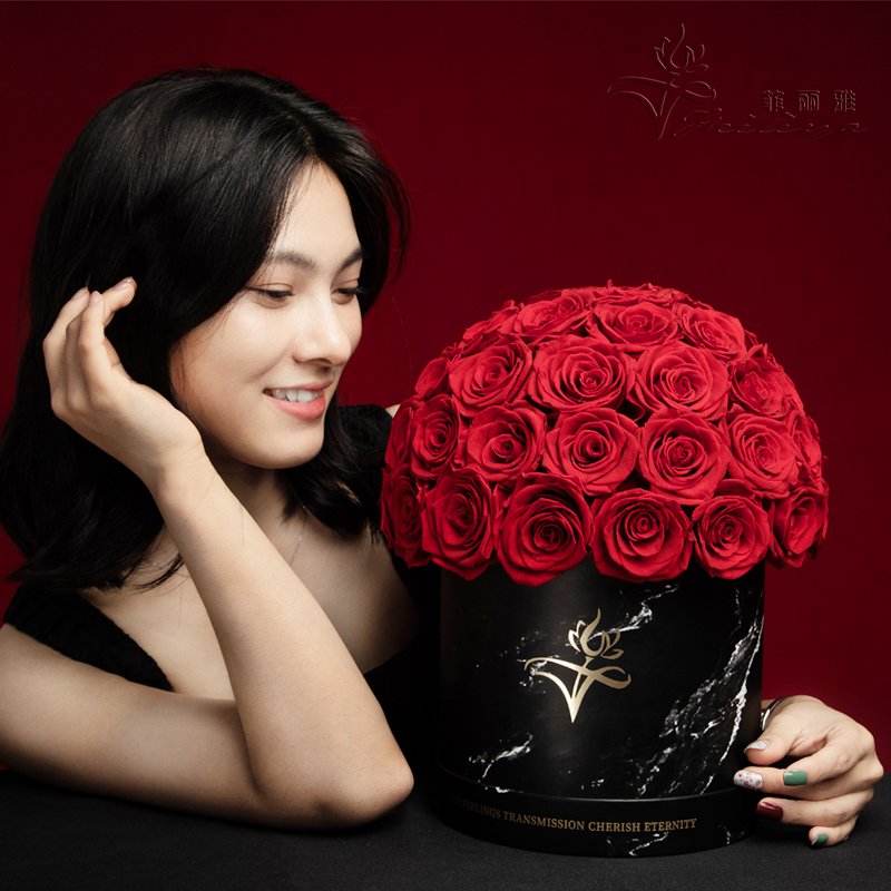 Customized Eternal Rose Preserved Flowers Handmade Luxurious Rose Gift 39 pcs Real Preserved Forever Roses in Marble Box