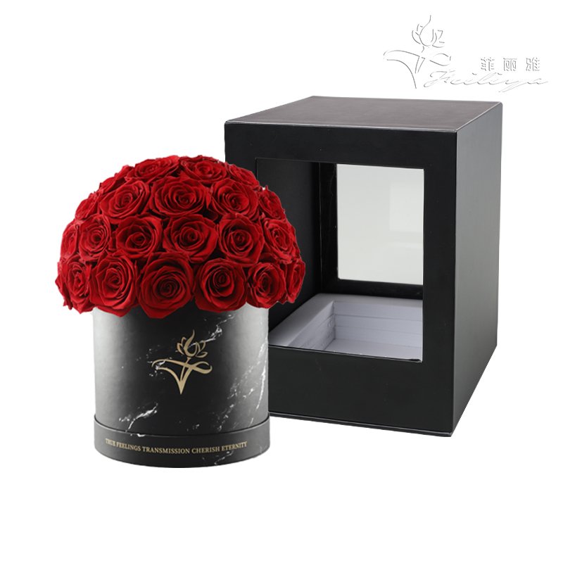Customized Eternal Rose Preserved Flowers Handmade Luxurious Rose Gift 39 pcs Real Preserved Forever Roses in Marble Box