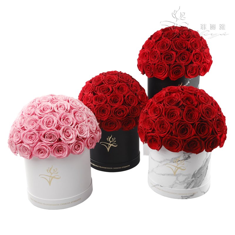 Customized Eternal Rose Preserved Flowers Handmade Luxurious Rose Gift 39 pcs Real Preserved Forever Roses in Marble Box