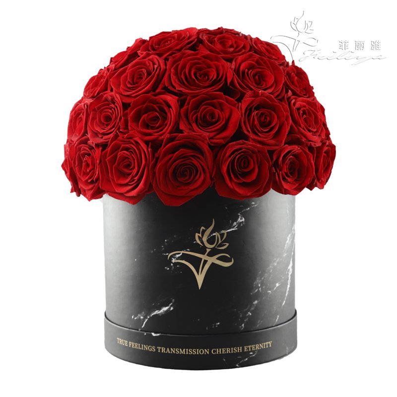 Customized Eternal Rose Preserved Flowers Handmade Luxurious Rose Gift 39 pcs Real Preserved Forever Roses in Marble Box