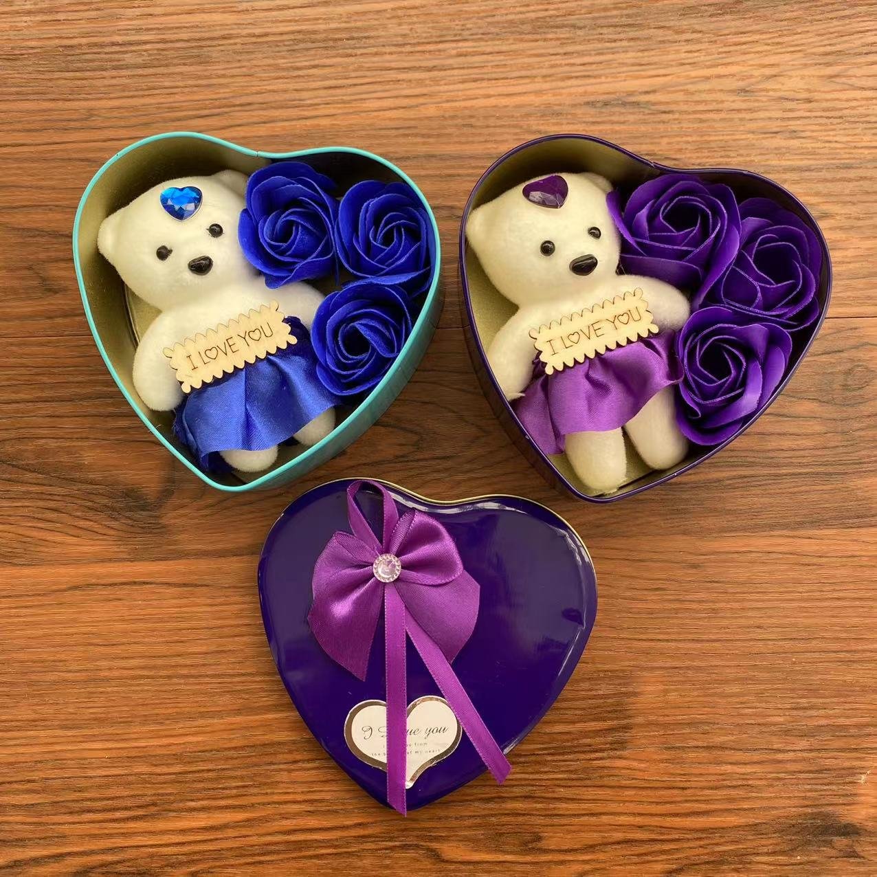 Customized Iron Box Heart shaped Soap Flower Eternal Flower Rose Gift Creative Wedding Mother's Day and Children's Day