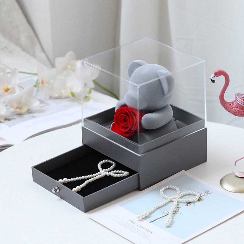 2023 Valentines day Mothers gift rose bear gift box jewelry luxury gifts box eternal preserved flowers eternal rose