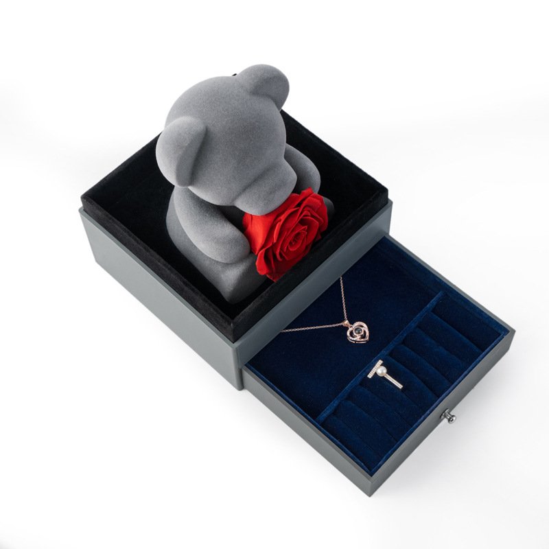 2023 Valentines day Mothers gift rose bear gift box jewelry luxury gifts box eternal preserved flowers eternal rose