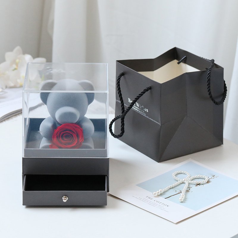 2023 Valentines day Mothers gift rose bear gift box jewelry luxury gifts box eternal preserved flowers eternal rose