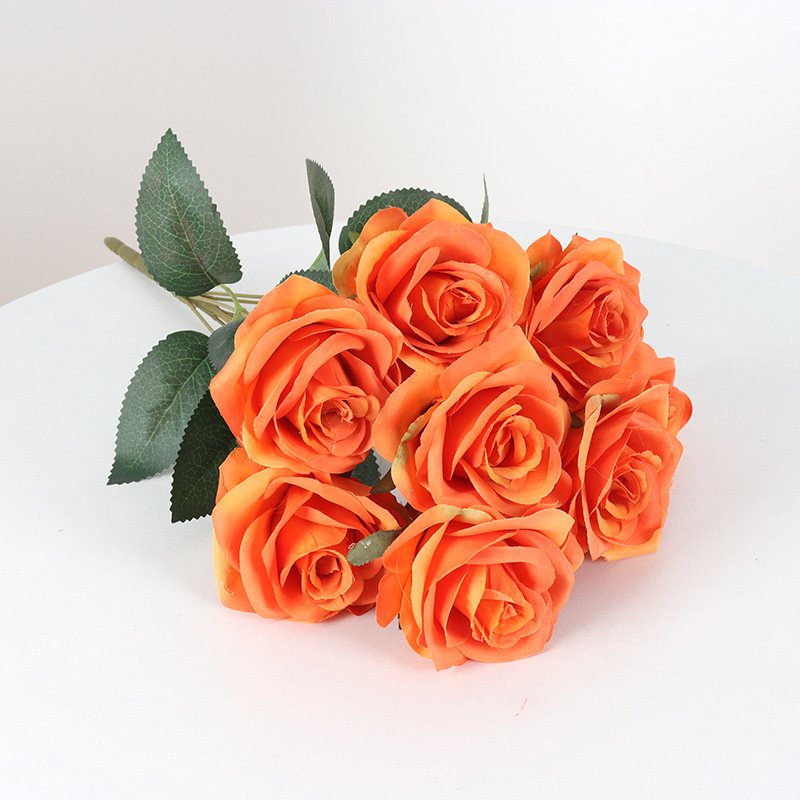 9 head artificial rose bouquet wedding home hotel indoor decoration everlasting flower material faux flowers wholesale