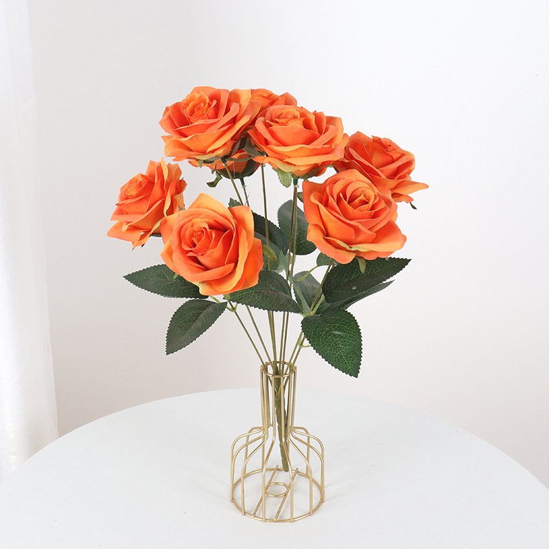 9 head artificial rose bouquet wedding home hotel indoor decoration everlasting flower material faux flowers wholesale