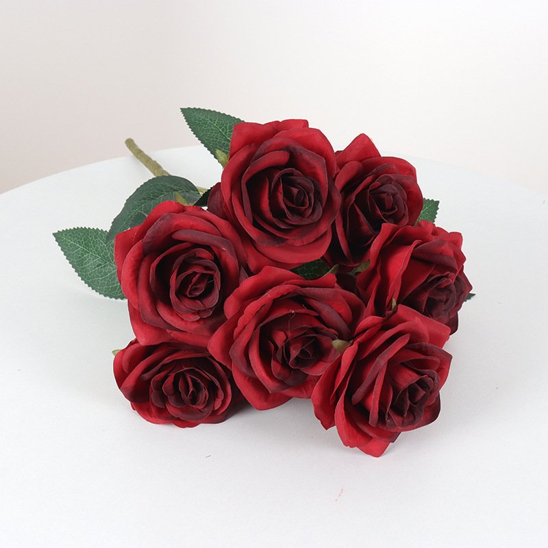 9 head artificial rose bouquet wedding home hotel indoor decoration everlasting flower material faux flowers wholesale